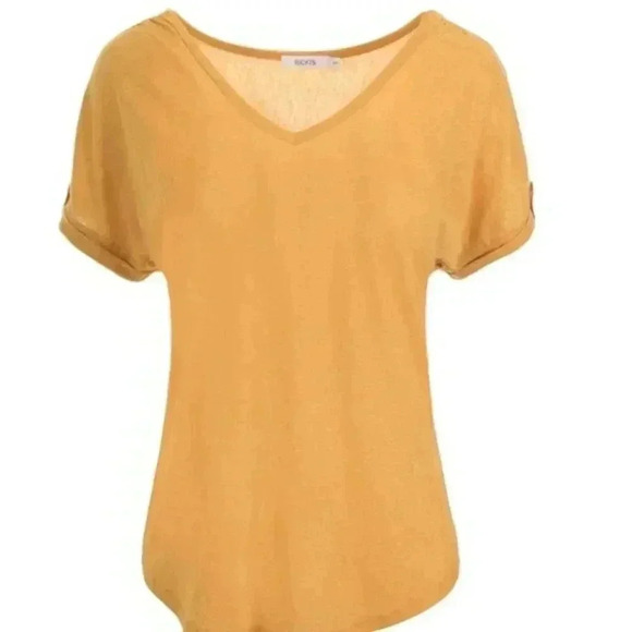 Ricki’s Linen Blend  T-Shirt Loose Fit V Neck Short Sleeve Sunflower Yellow XS - Picture 16 of 16